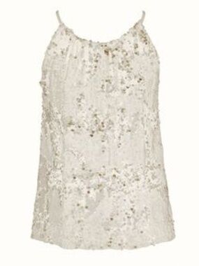 Revolve Gold Hawk Silk Sequin Halter Tank Top NWT White Medium MSRP $299